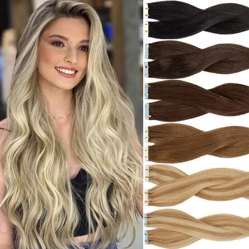 Invisible Tape in Skin Wefts Remy Human Hair Extensions Premium Hair 16-26inch