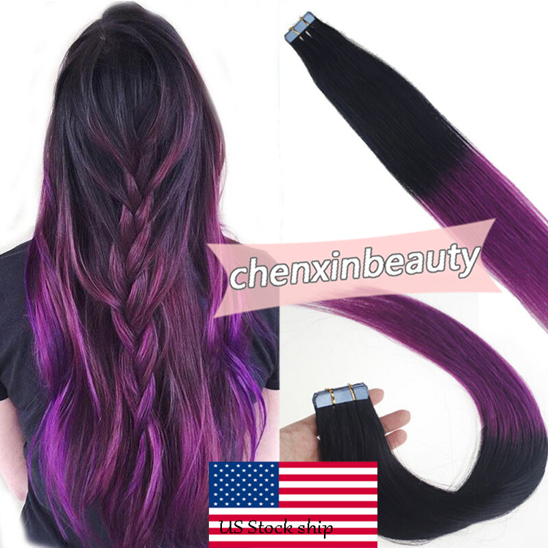 Tape In Remy Human Hair Extensions Seamless Skin Weft Brazilian Hair 16in-24inch