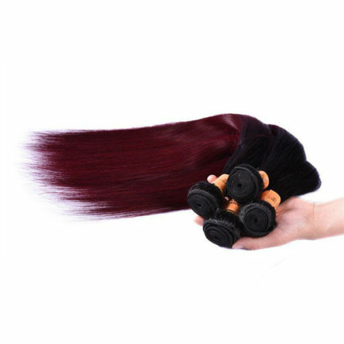 12A BRAZILIAN VIRGIN HUMAN HAIR STRAIGHT 1B/99j ROOT OMBRE 300g/400/500g BUNDLE