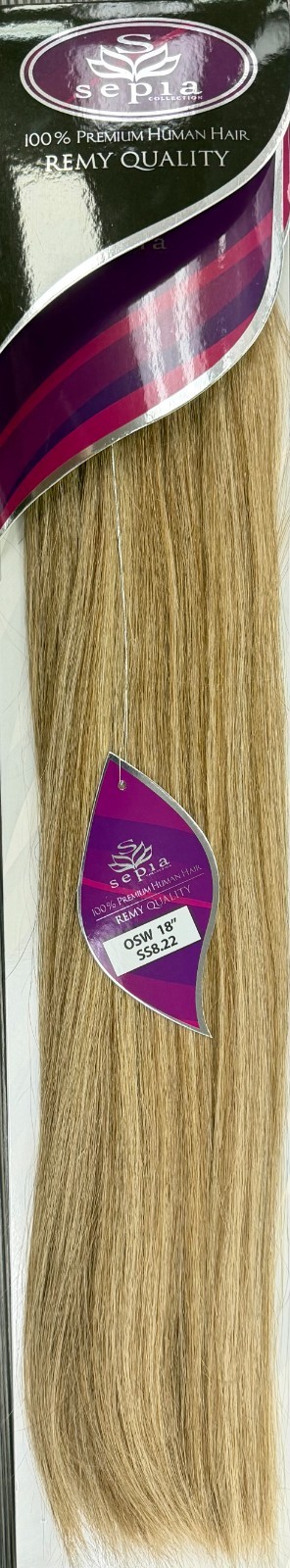 Sepia Premium Remy 100% Human Hair Extensions 18″ Silky Straight #8/22 Blend