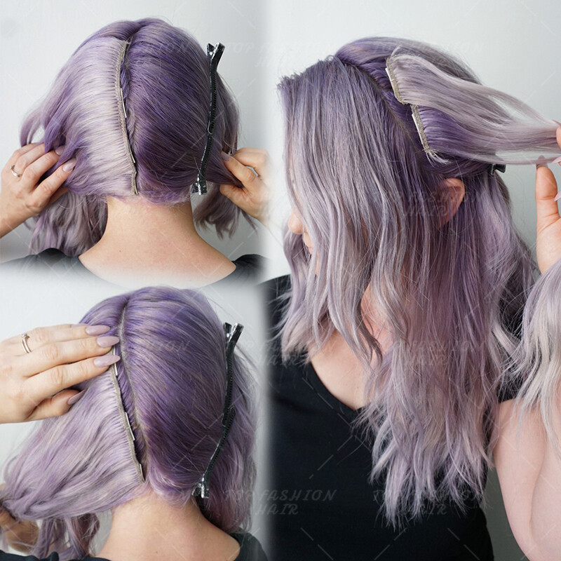 Thick One Piece Clip In Russian 100% Remy Human Hair Extensions Lowlights Ombre