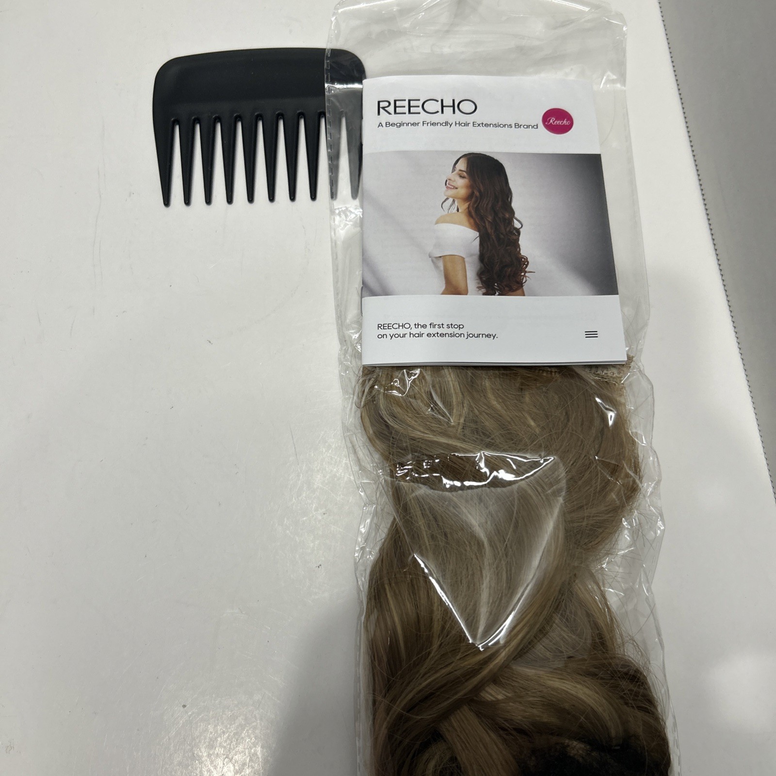 REECHO 12-28” Clip In Hair Extensions- 14LSX4PC18116H10 Blonde W/Highlights New