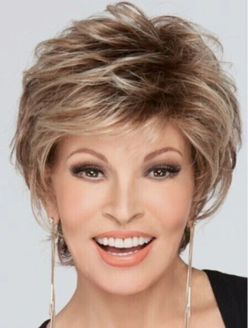 Raquel Welch Short Fluffy Wavy Layered Blonde Mix Synthetic Hair Celebrity Wigs