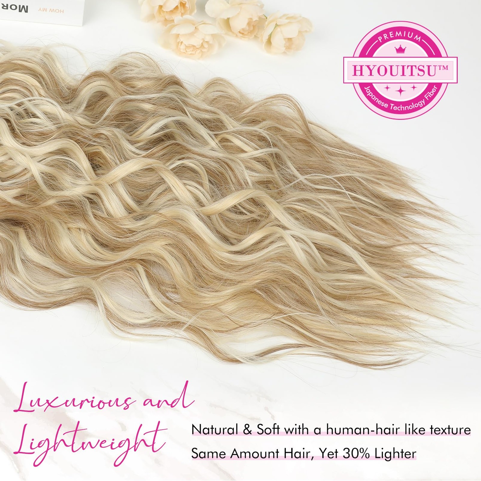 Clip in Hair Extensions, 4PCS Hair Extensions 24″ Thick Long Beach Waves hair…