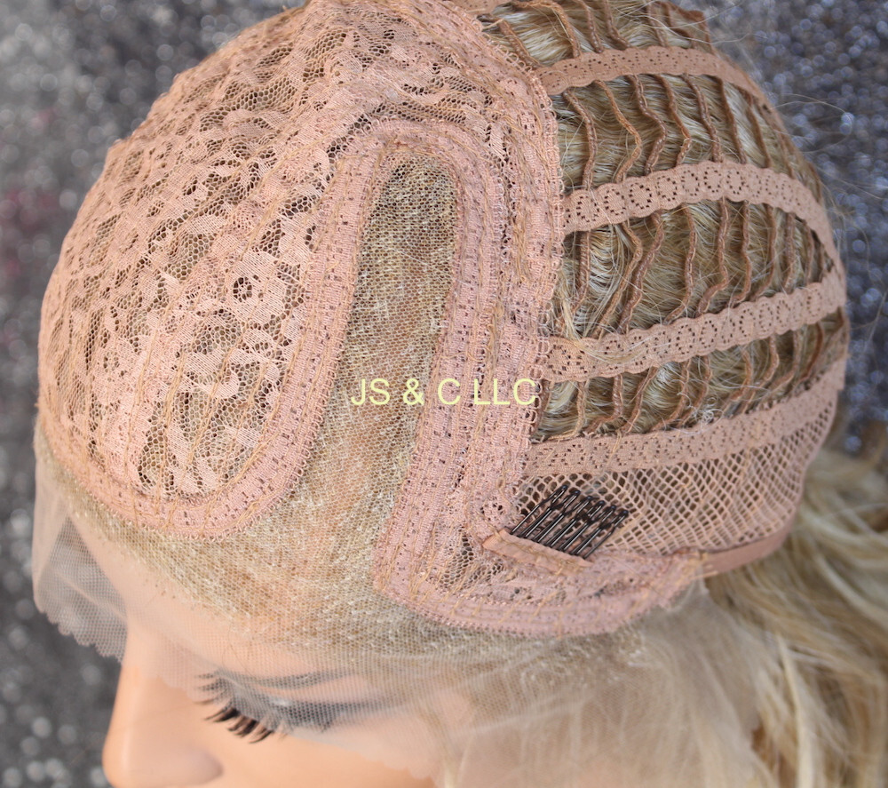 Human Hair Blend Full Lace Front Wig Heat OK Beach wavy Blonde mix T27-613 WEZ
