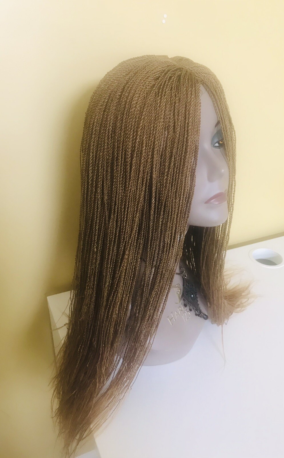 African Nigeria Handmade Hand Micro Braided Twist Wig Handmade Light Brown Color