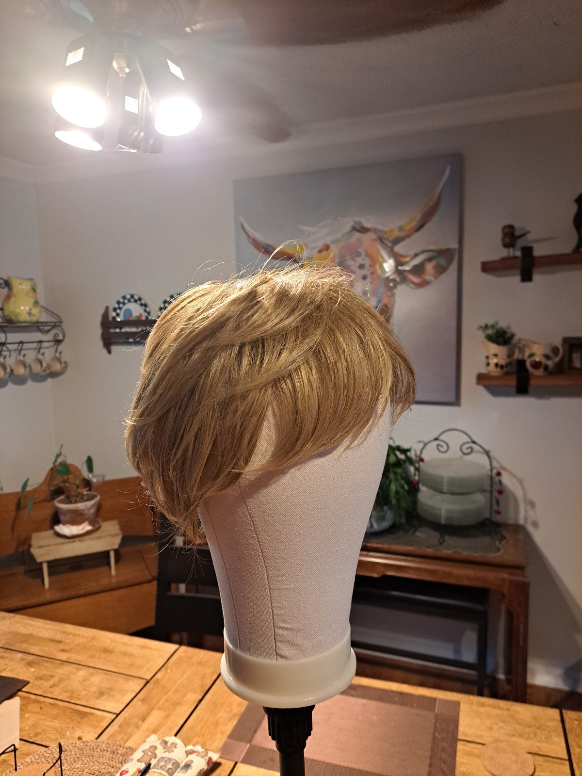Short Blonde Straight Wig with Bangs, Unisex Adult, Natural Look