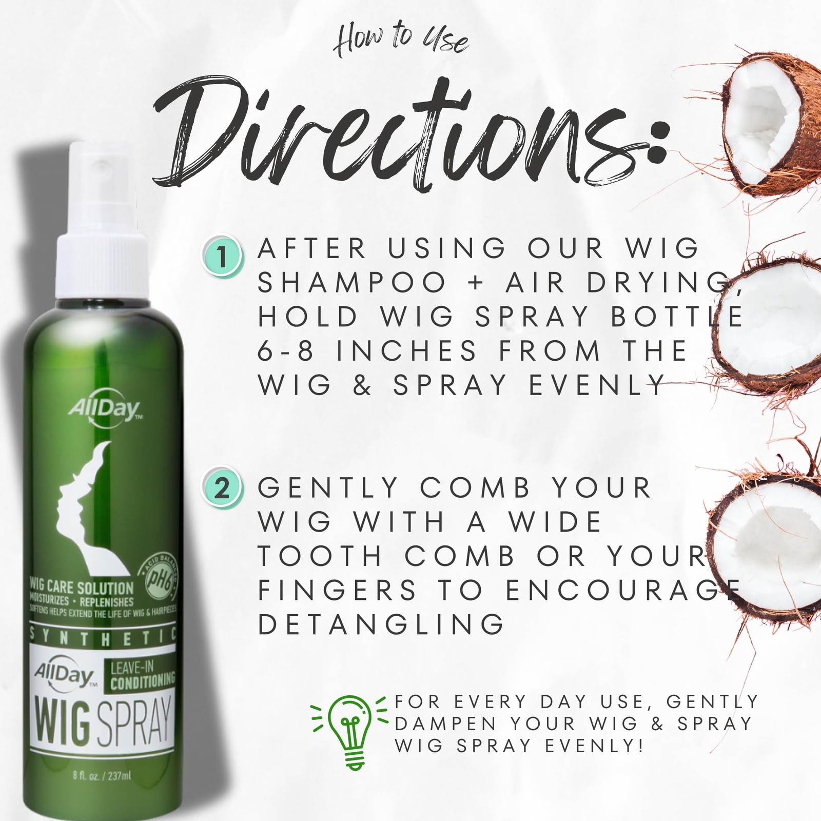 Synthetic Wig Spray – Refreshing Leave-In Conditioner for Synthetic Hair, Det…