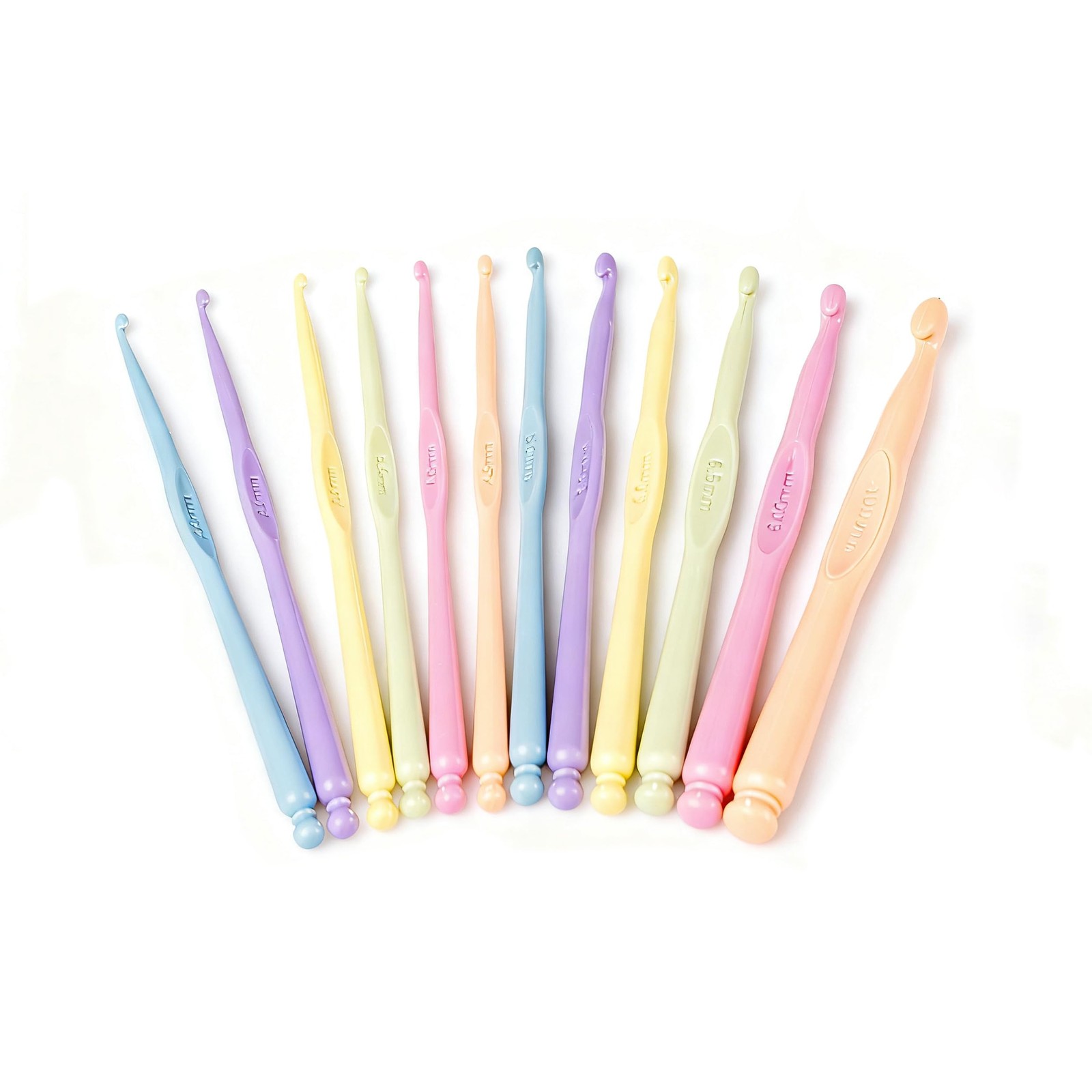 12 PCS Crochet Hooks Set, 2.0-10mm Ergonomic 1.0mm to 10.0mm, multicolor