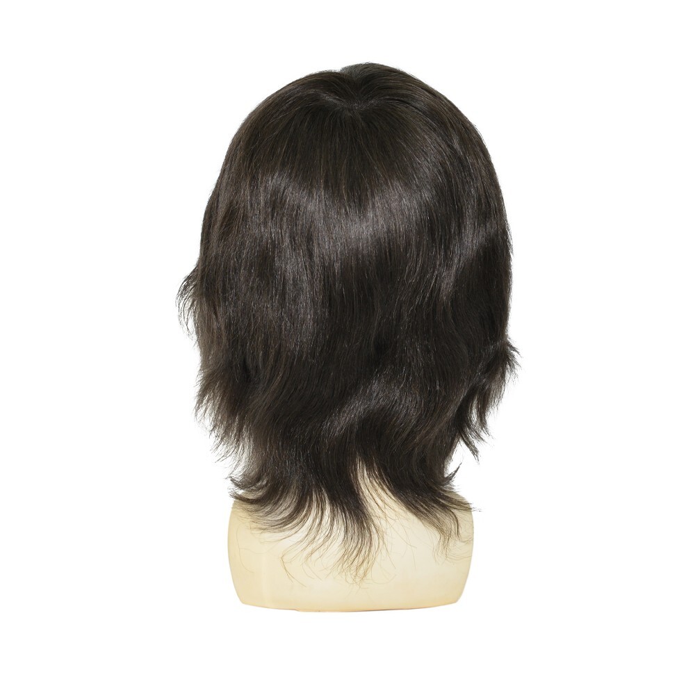 Mens Human Hair Full Head Wigs Thin Skin Wig Hair Replacement Medium Size 6” #2