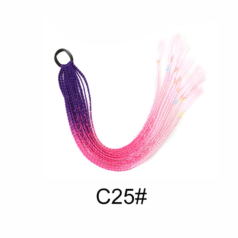Gradient Colored Braided Ponytail Extension Elastic Rubber Band for Women Girls