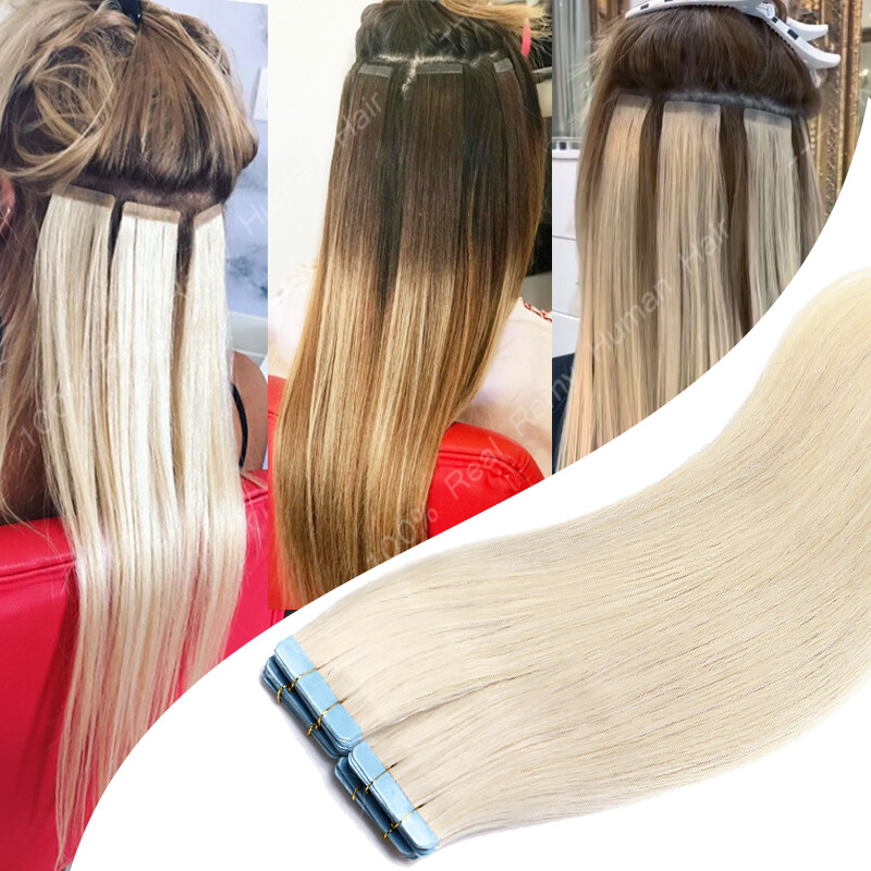 GREY Thick Skin Weft Tape in Real Remy Human Hair Extension Thick Glue CLEARANCE