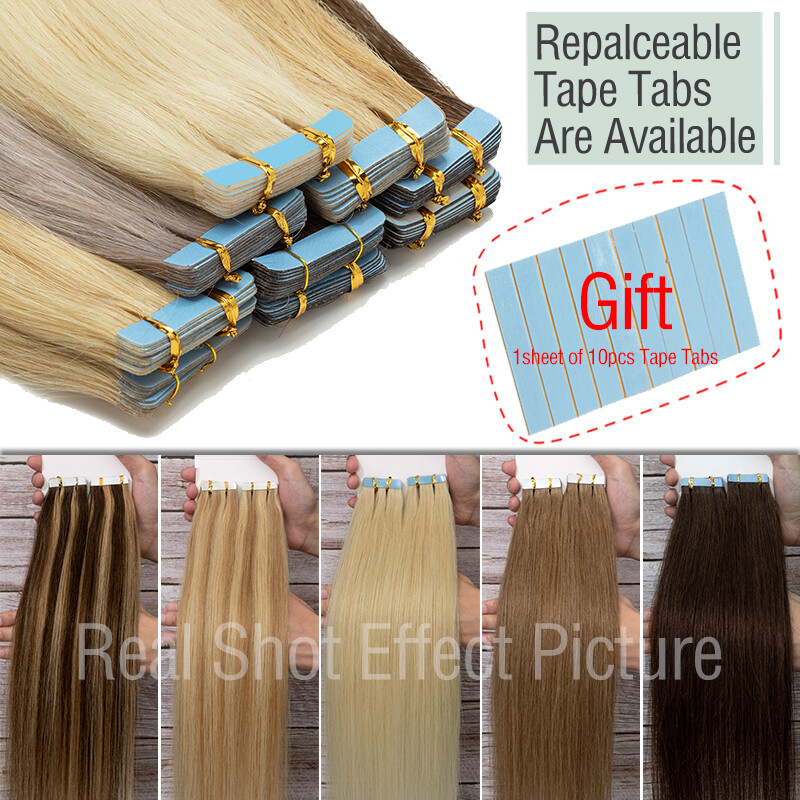 CLEARANCE Invisible Tape In Real Human Remy Hair Extensions Skin Weft 20Pieces
