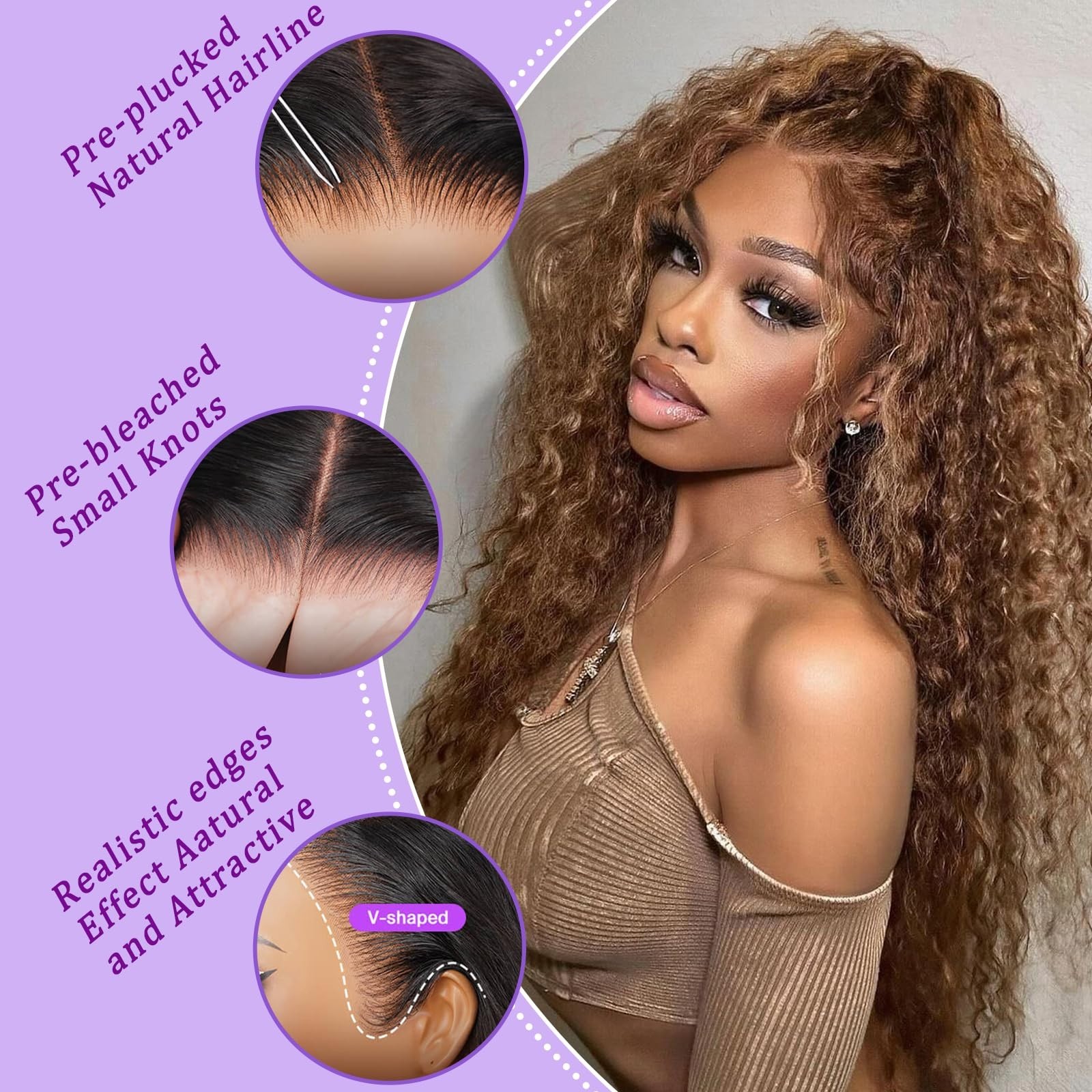 30″ Honey Blonde Deep Wave Lace Front Wig – 220 Density, Pre-Plucked, Real Hair
