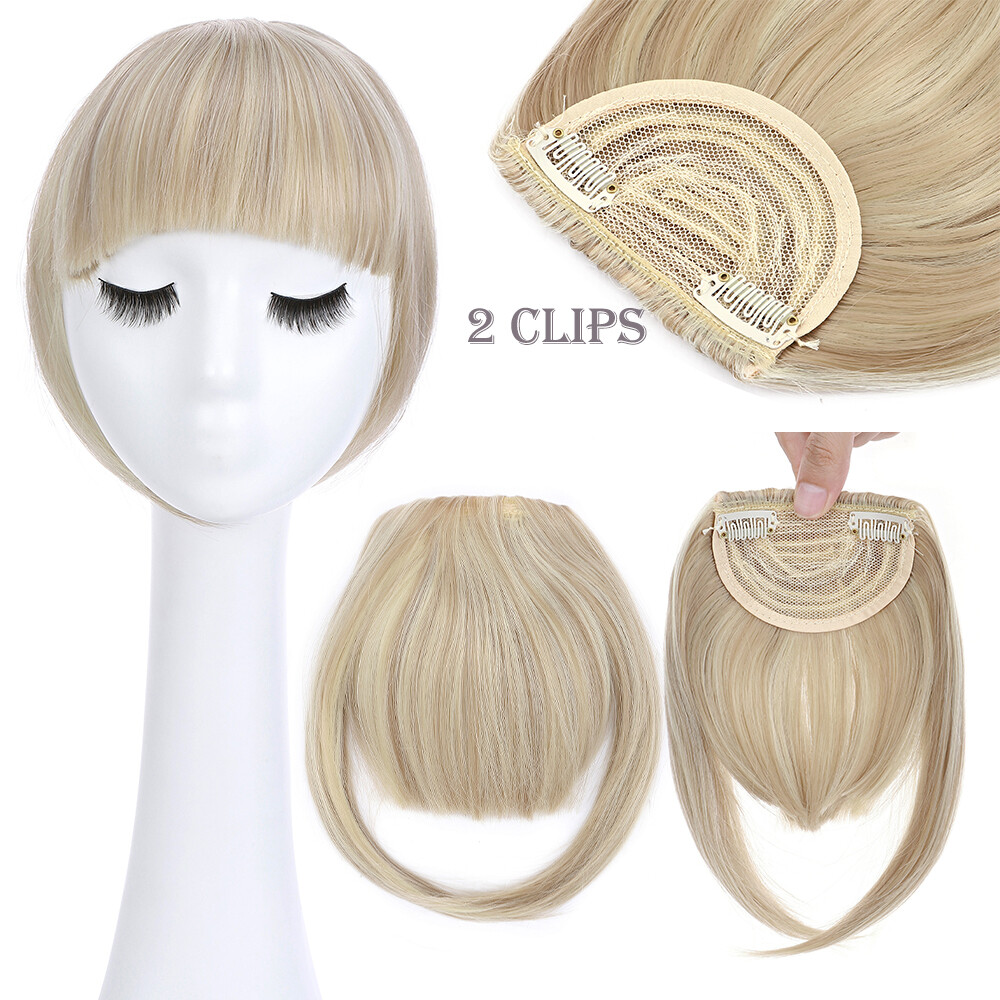 Real Thick Bangs Clip in Front Fringe AS Human Hair Extensions Fake Topper Bangs