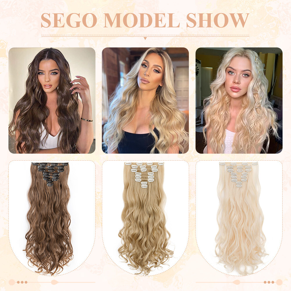 US Fast Ombre Long Clip In as Human Remy Hair Extensions 8Pcs Full Head 18 Clips