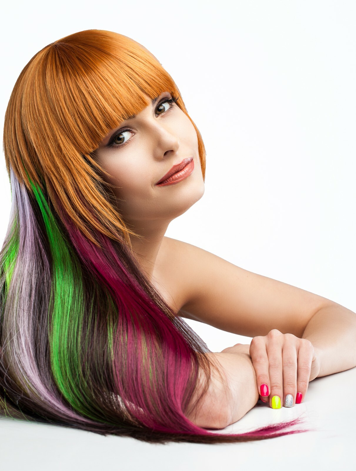 11pcs Multi-Color 21″ Straight Party Clip In Synthetic Hair Extensions Cosplay