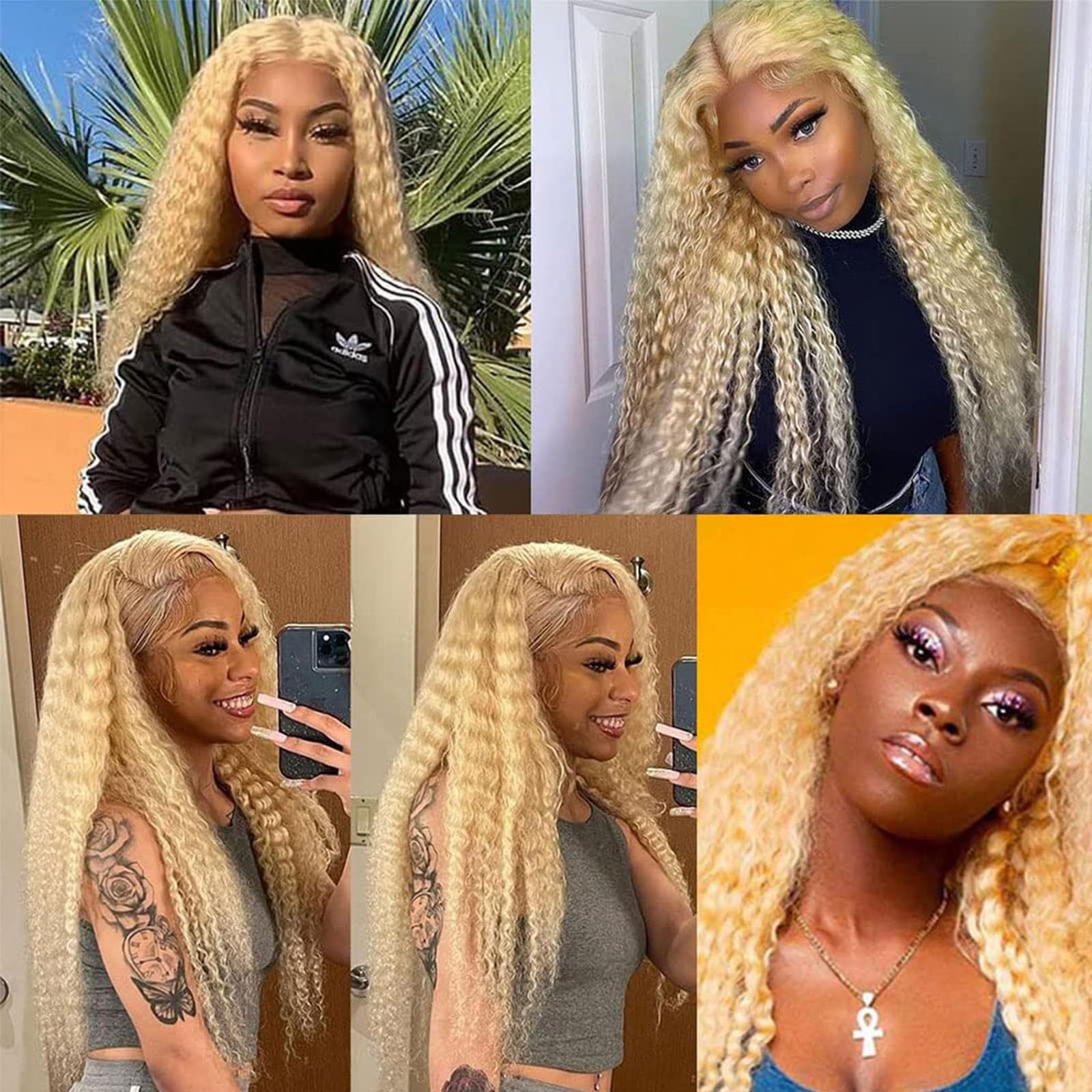 Habiliana 613 Blonde Jerry Curly Human Hair Bundles 12 14 16 Inch