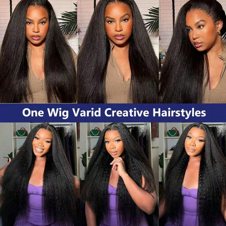 13×4 Natural Color 200% Density Kinky Straigh Transparent Lace Human Hair