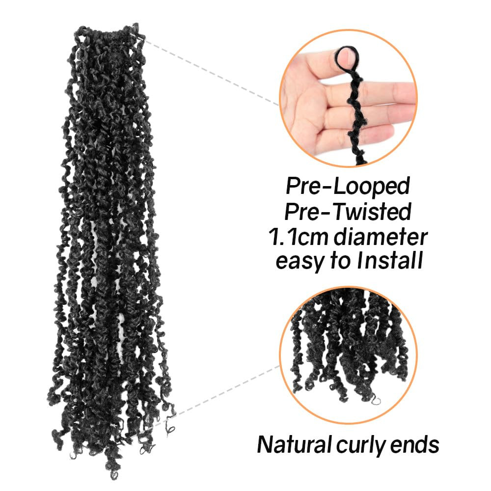 8 Inch 10 Packs Yanky Twist Crochet Hair Pre-Twisted Natural Black Kinky Mini