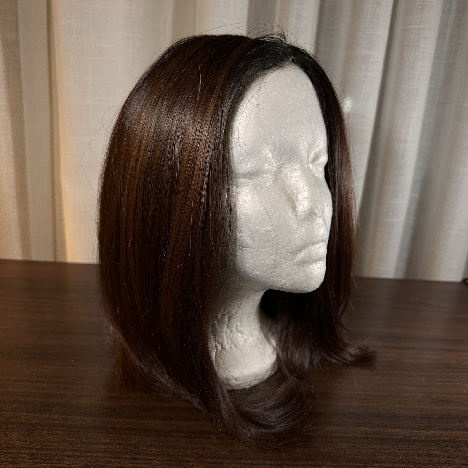 Brown Shoulder Length Synthetic Lace Front Wig Adjustable Natural Style