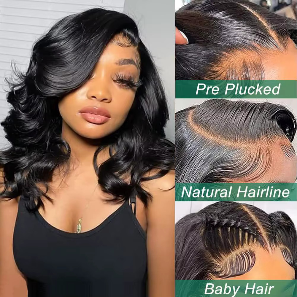 10inch Bob Wig Human Hair 13×4 Frontal Lace Wig Body Wave HD Lace Front Wigs