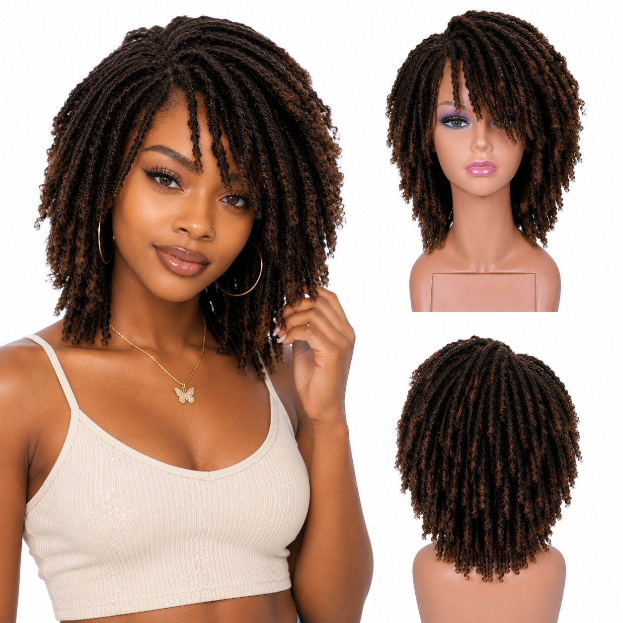 Short Braided Wigs Dreadlock Wig for Black Women Braid Crochet Twist Faux Hair