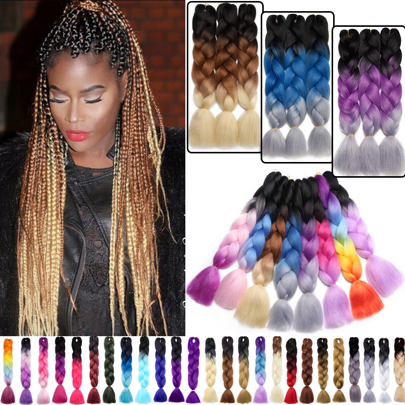 Ombre Highlight Jumbo Braiding Hair Extensions Weaving Hair Multi-color 24″ PINK