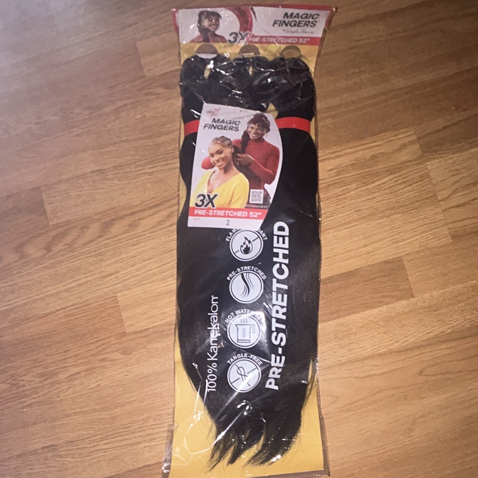 Magic Fingers 3X Pre-Stretched 52 in Synthetic Braid Extensions Straight, 2