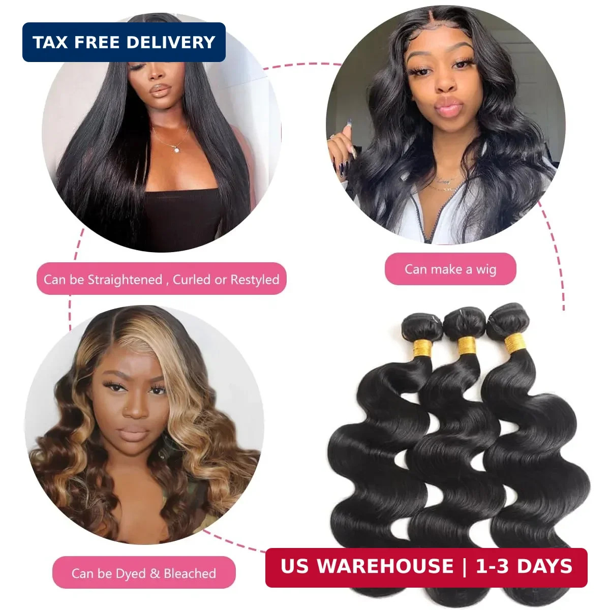 Body Wave Bundles Human Hair 14 16 18 Inch Human Hair Bundle 100% Unprocessed Br