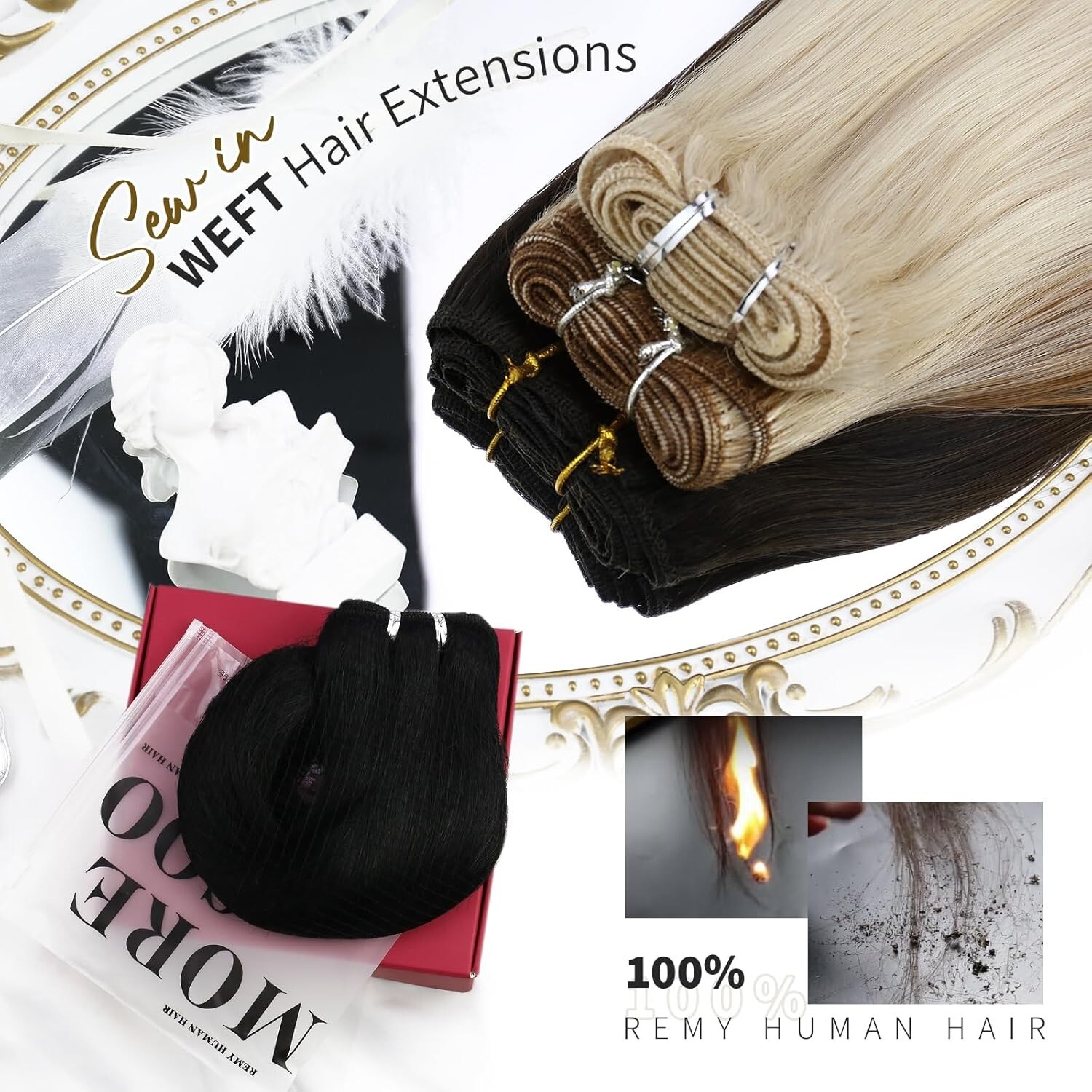 Versatile 100g Sew In Hair Extensions – Double Weft, Off Black, 20 In Length