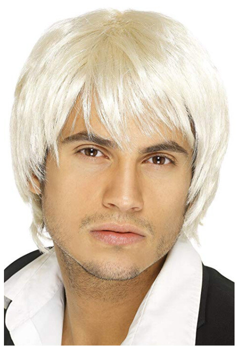 New Handsome Short Mens Wig Straight Black Brown Platinum Blonde Toupee for Man