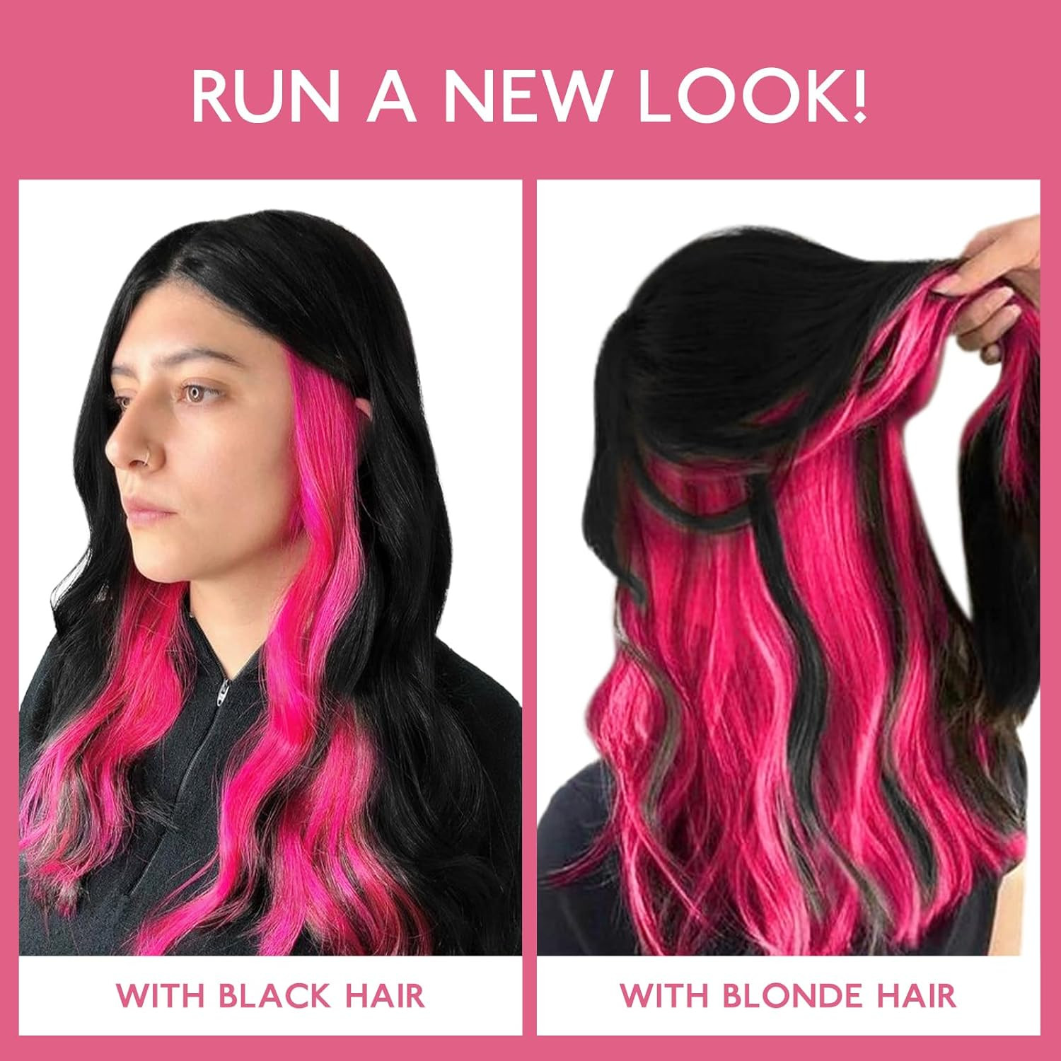 Hot Pink Clip in Hair Extensions Real Human Hair 35G 6Pcs 16 Inch Colored Hair E