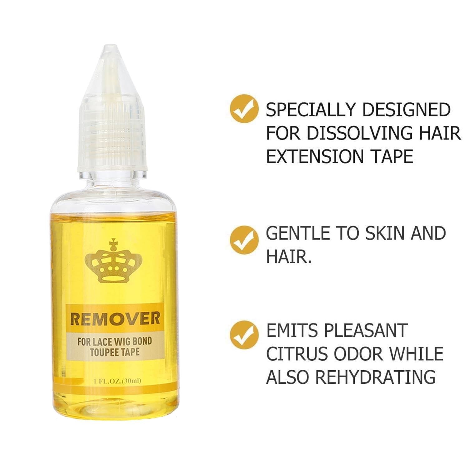 Gentle Hair Extension Remover – Non-Irritating Adhesive Solution in 1oz Bottle