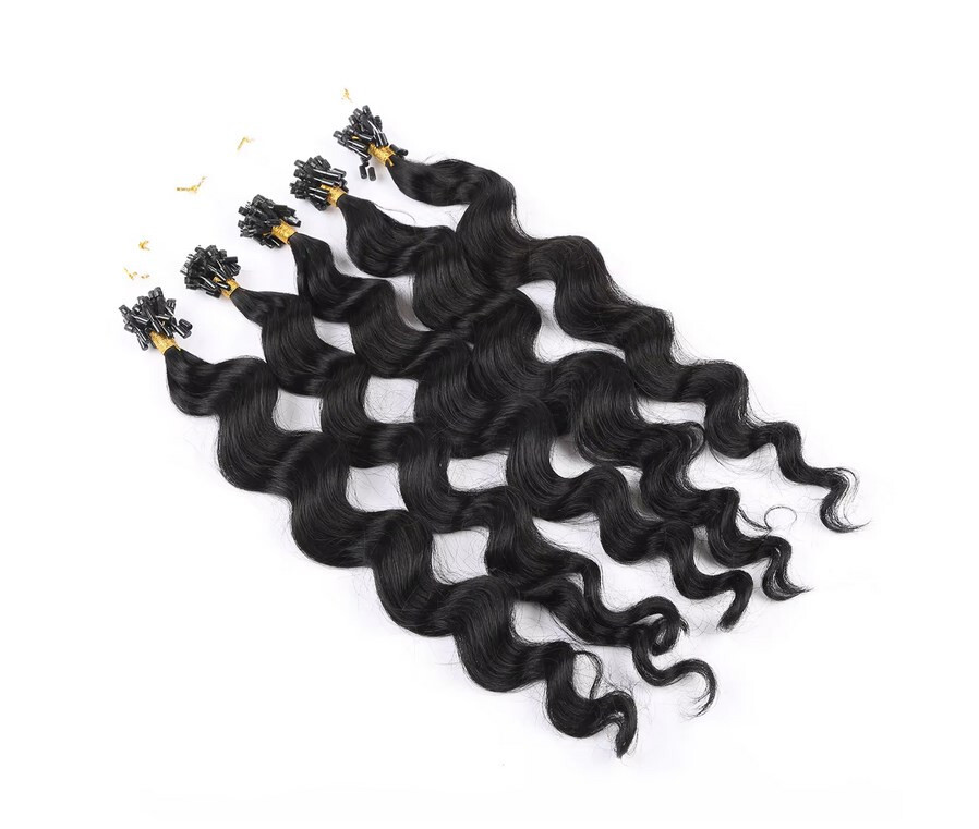 Pre Bonded Body Wavy Micro Beads Ring Loop 100% Remy Human Hair Extension 50g