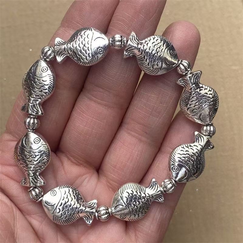 Antique Zang silver solid silver annual surplus bracelet for men and women, vint