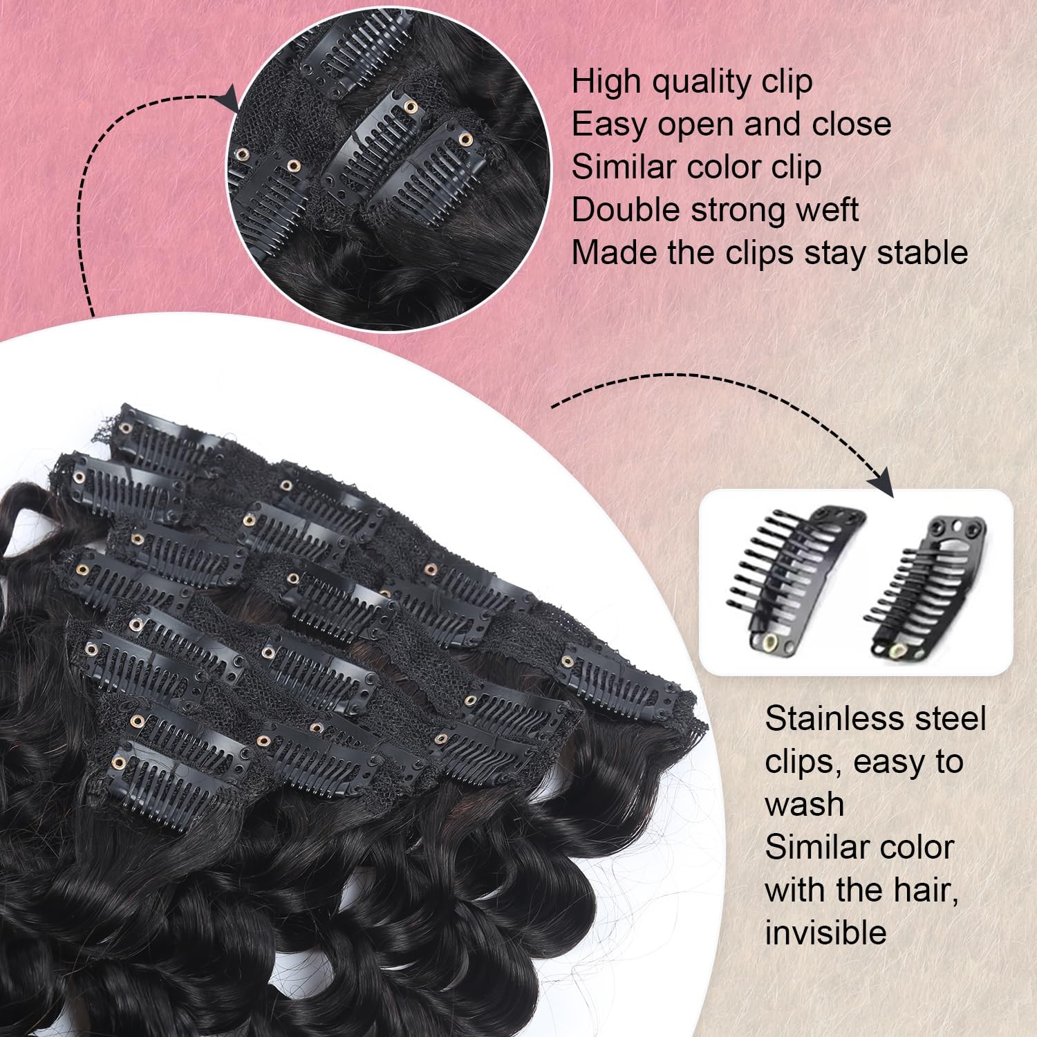 Unipearl Deep Wave Clip In Hair Extensions Real Human Hair 14 Inch Deep Curly