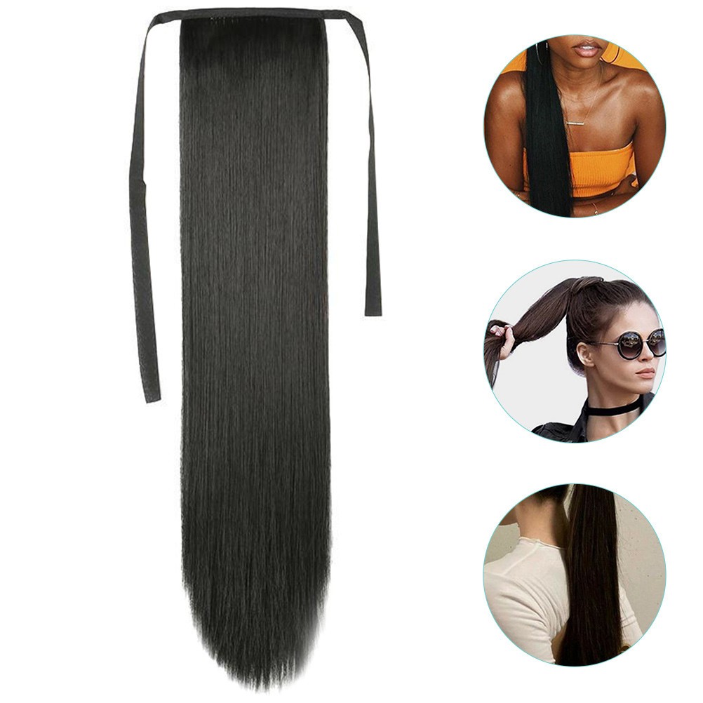 High Temperature Fiber Straight Ponytail Extension for Women Girls