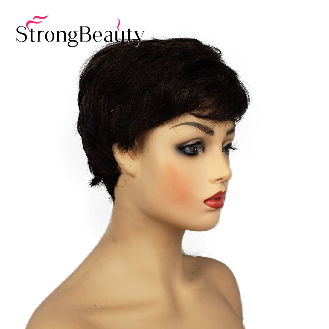 Women Short Fluffy Afro Wig Bangs Synthetic Hair Cosplay Party Halloween Wig