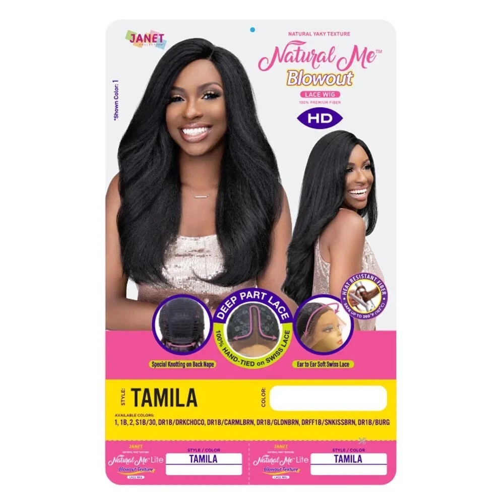 Janet Collection Natural Me Blowout Deep Part HD Lace Wig- TAMILA (DR1B/GLDNBRN)