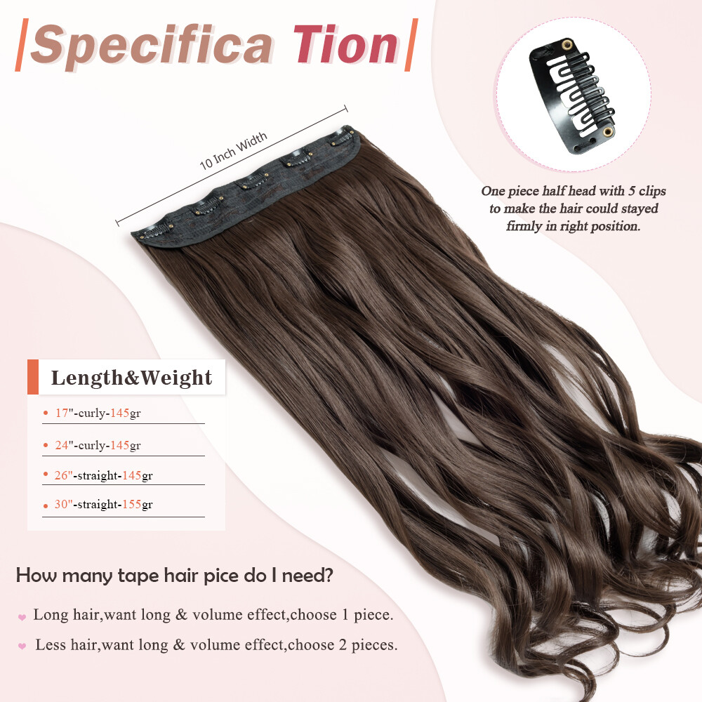 One Piece Thick As Human Hair Clip In Hair Extensions Long Straight Wavy Curly