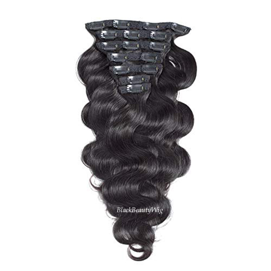 Long Wavy Clip in Human Hair Extension Brazilian Body Wave Clip on Hair 100-150g