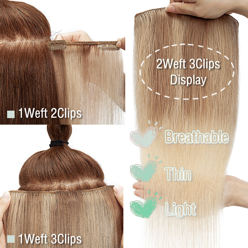 CLEARANCE Clip In Extensions 100% Remy Real Human Hair Full Head 8Pieces 18Clips