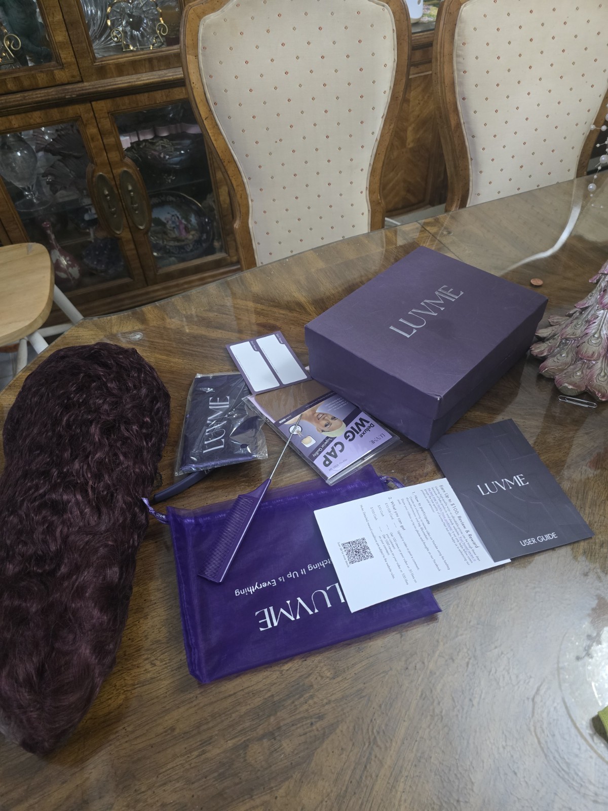Luve Me 200 Density Dark Purple Water WaveHD 5×5 Lace Lace Glueless 24 In Wig