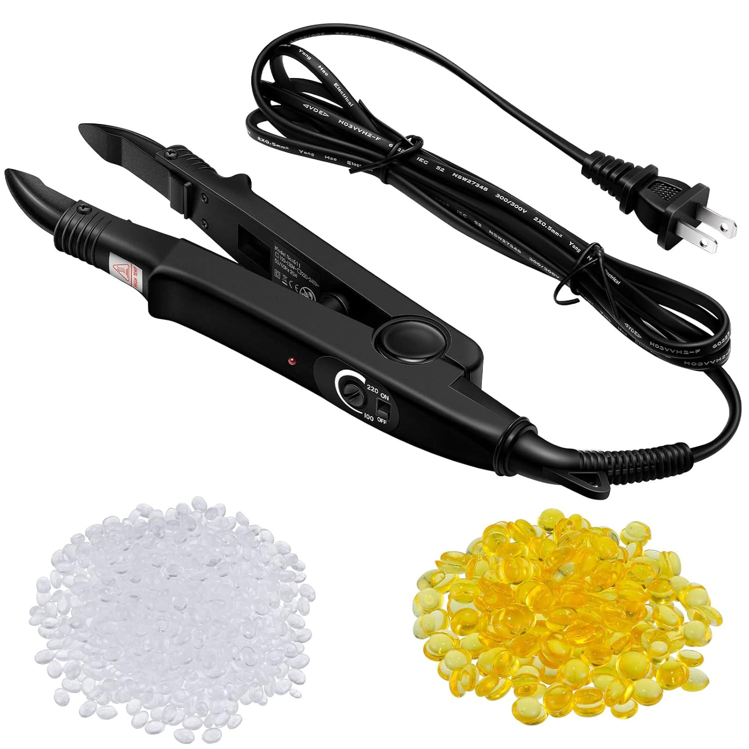 Zhehao Hair Extensions Tool C Head U Tip Iron Connector Wand with 2 Bags Keratin
