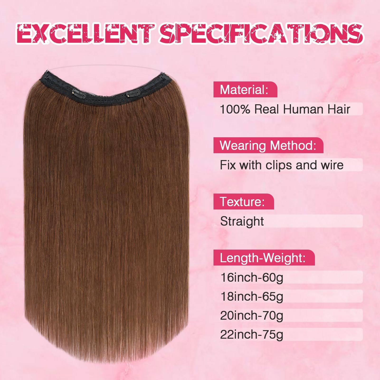 Halo Hair Extensions Real Human Hair My-Lady Adjustable Halo Extensions Real