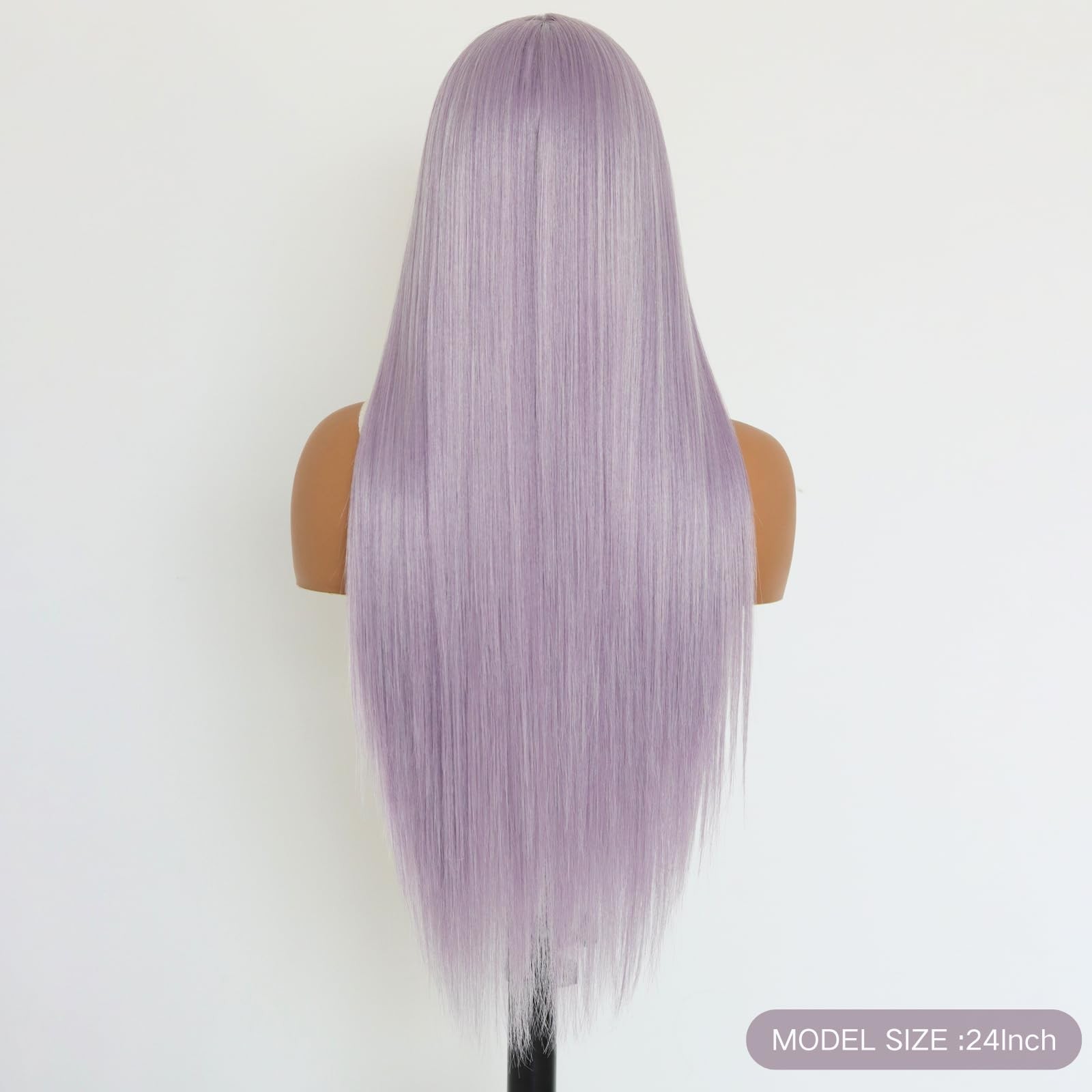 Sallywell Lavender Purple Synthetic Lace Front Wigs Long Straight Lavender 134