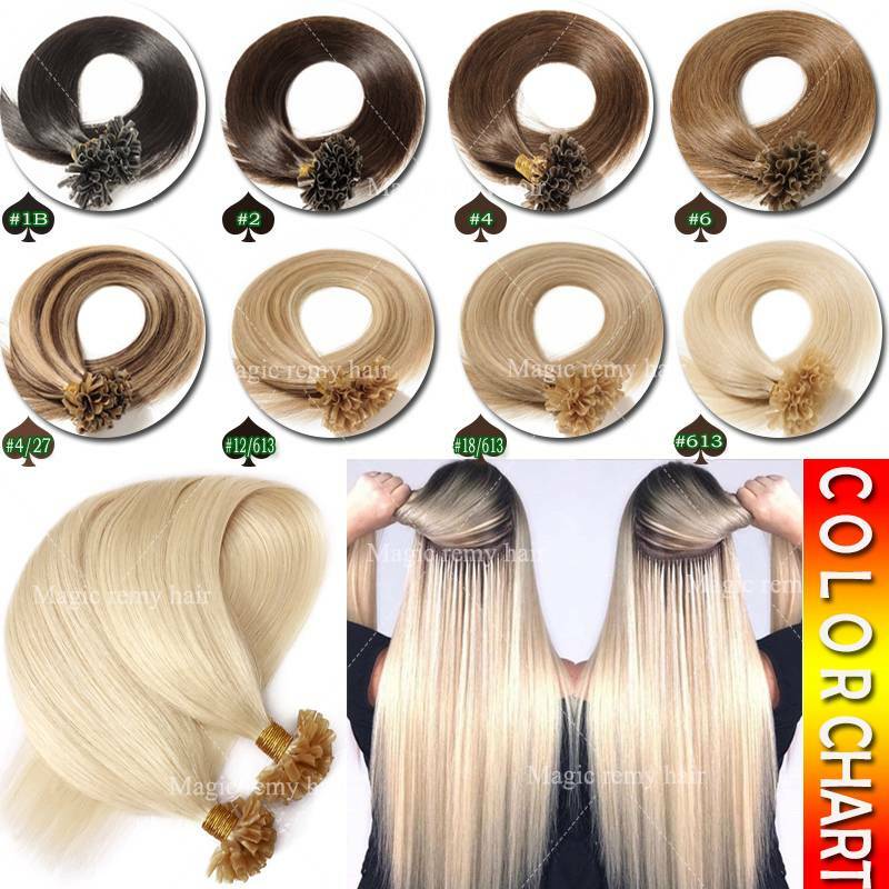 AAA 300S 1g U Nail Tip Keratin Real Human Hair Extensions Pre bonded 18″ 20 22″