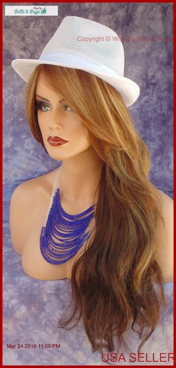 LONG SLIGHTLY WAVY WIG HEAT SAFE SKIN TOP CALI BLONDE STRIKING STYLE 1284