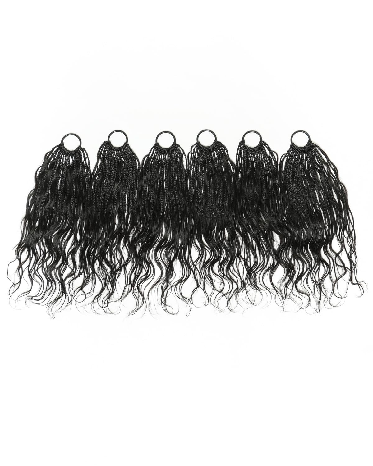 JALIZA 18″ Crochet Bora Box Braids with Human Hair Boho Curls, 120 Strands Black